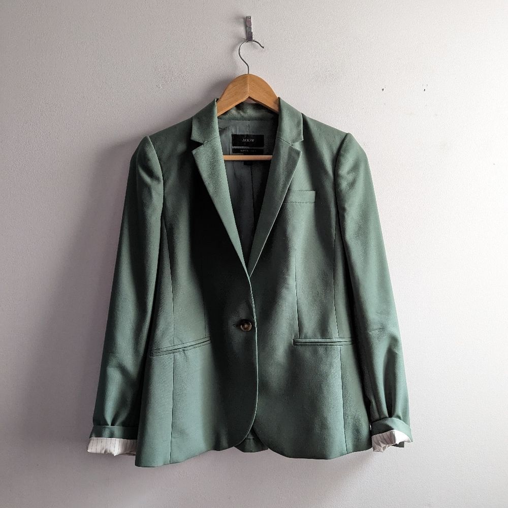 J Crew fern green wool classic single button business casual professional blazer
